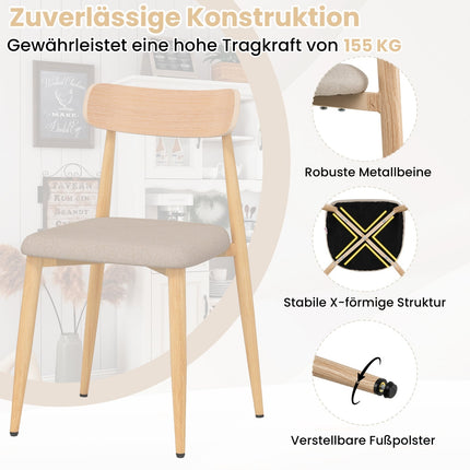 Esszimmerstühle 2er-Set, gepolstert Leinen, Metallbeine
