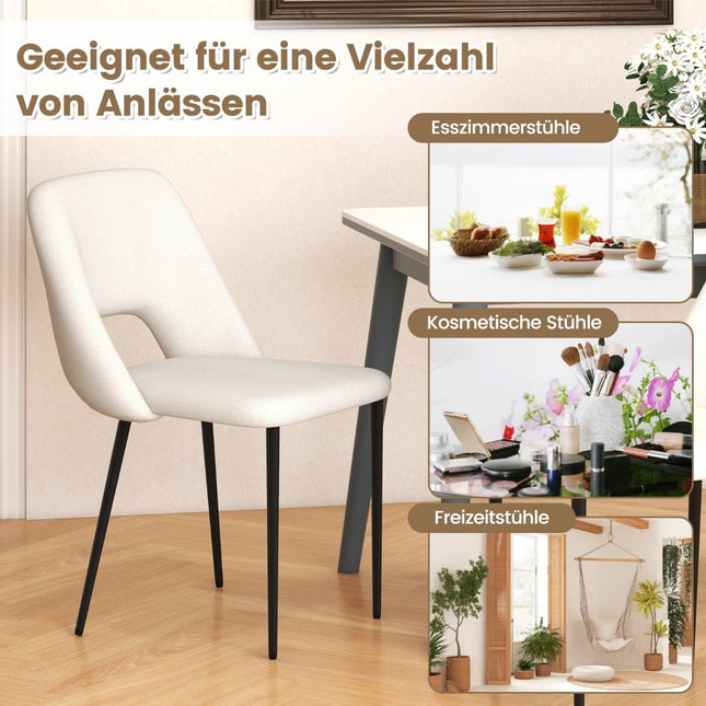 Ensemble de 2 chaises de salle à manger, assise rembourrée en velours beige, structure en métal