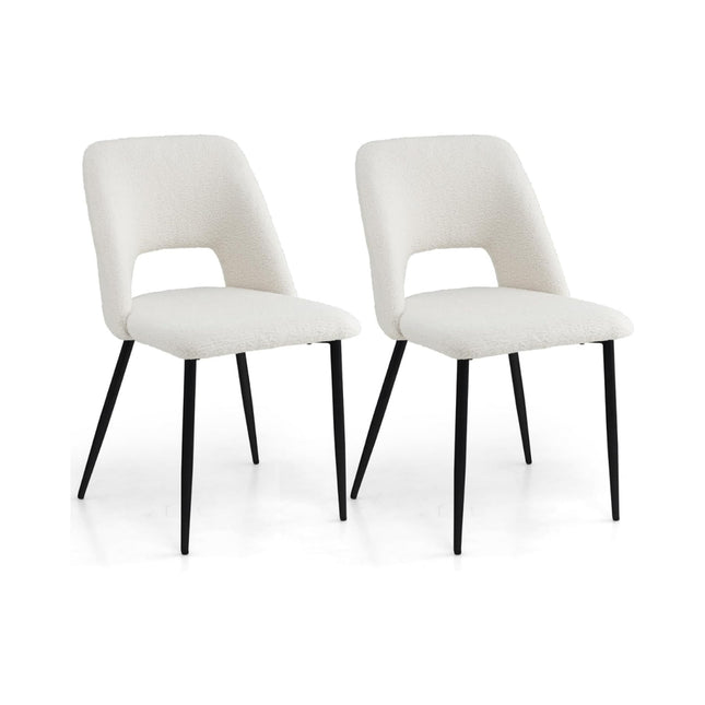 Ensemble de 2 chaises de salle à manger, assise rembourrée en velours beige, structure en métal