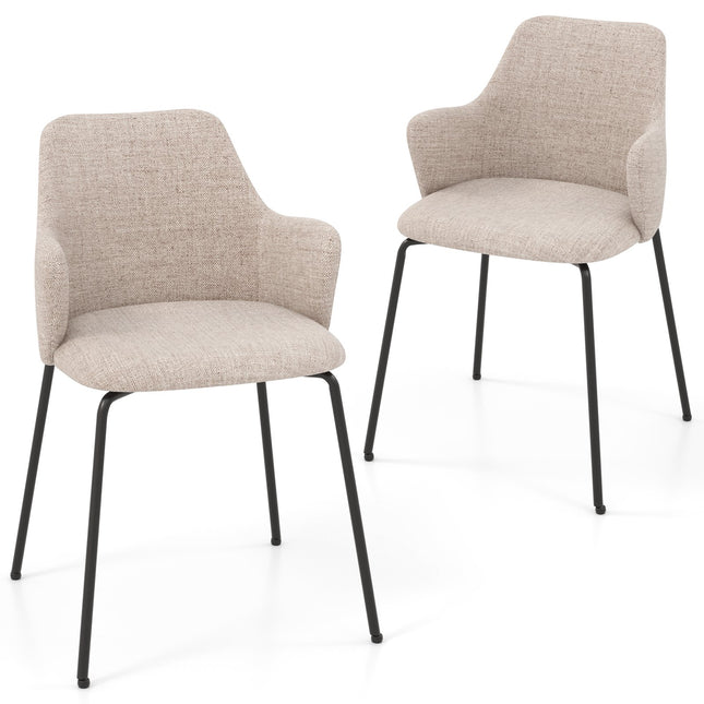Ensemble de 2 chaises de salle à manger, fauteuils rembourrés, beige