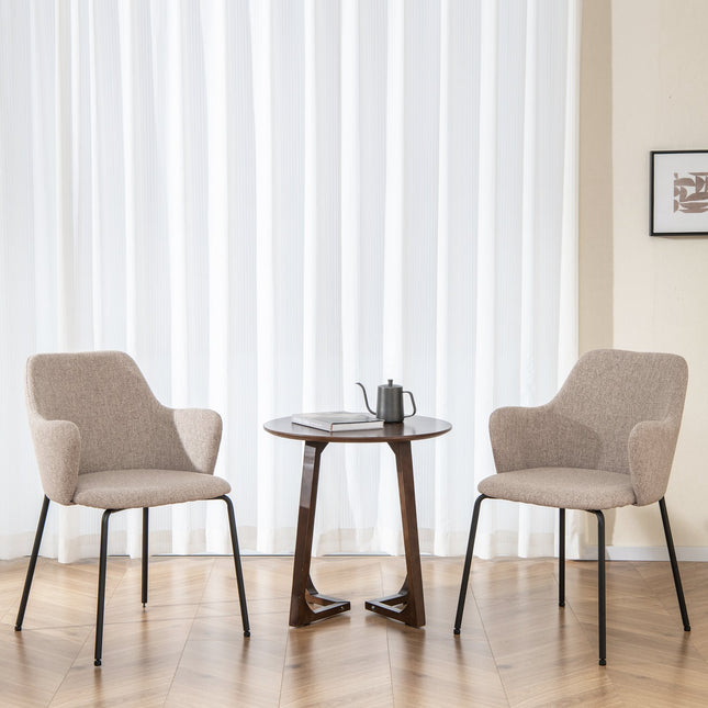 Ensemble de 2 chaises de salle à manger, fauteuils rembourrés, beige