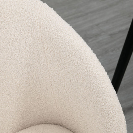 Dining Chairs Set of 2, Upholstered, Cream White, Steel Legs