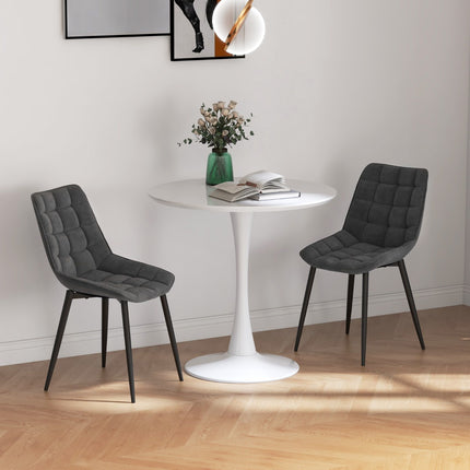 Ensemble de 2 chaises de salle à manger, revêtement en velours, gris