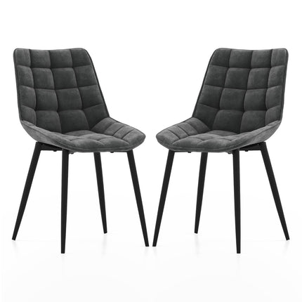 Ensemble de 2 chaises de salle à manger, revêtement en velours, gris