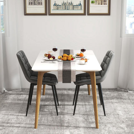 Ensemble de 2 chaises de salle à manger, revêtement en velours, gris