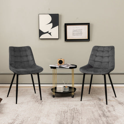 Ensemble de 2 chaises de salle à manger, revêtement en velours, gris