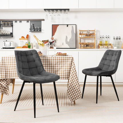 Ensemble de 2 chaises de salle à manger, revêtement en velours, gris