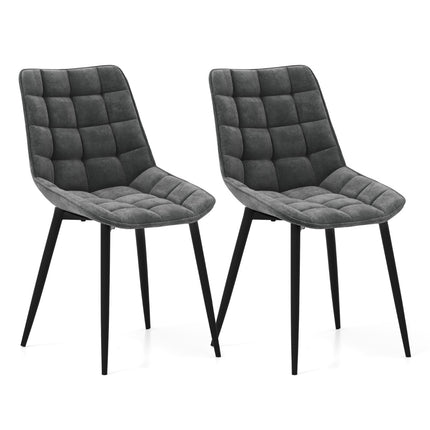 Ensemble de 2 chaises de salle à manger, revêtement en velours, gris