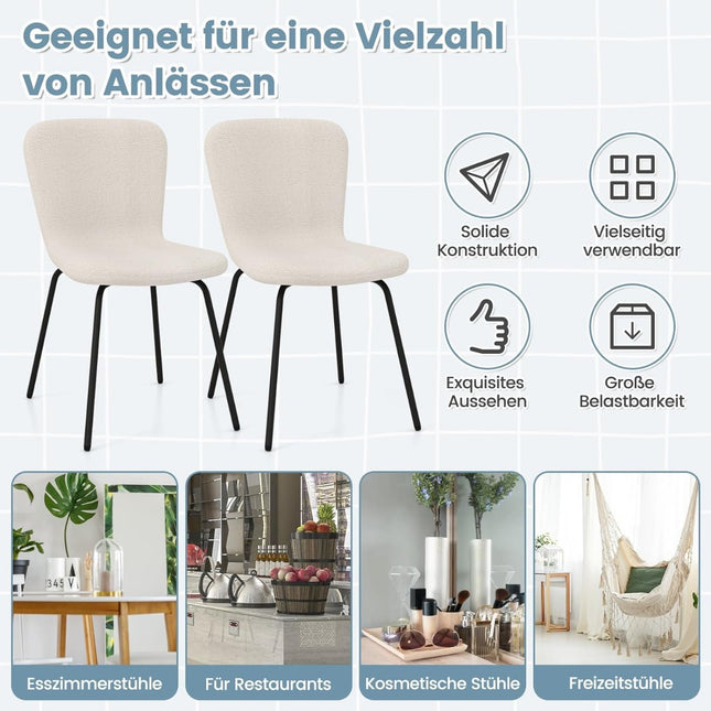 Esszimmerstühle 4er Set, Beige, Samtkissen, Metallgestell