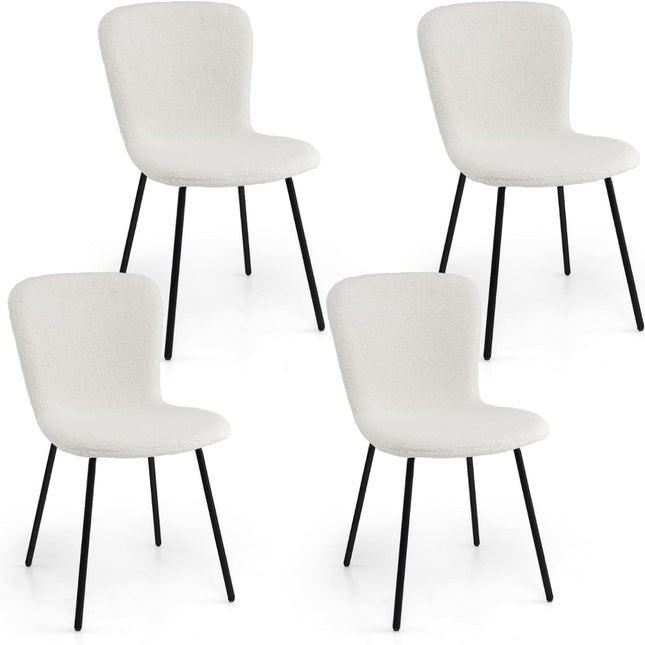 Esszimmerstühle 4er Set, Beige, Samtkissen, Metallgestell