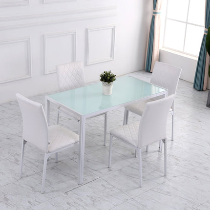 Lot de 4 chaises de salle à manger, similicuir, dossier haut, blanc