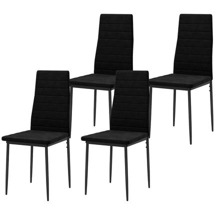 Lot de 4 chaises de salle à manger, revêtement en velours, noir