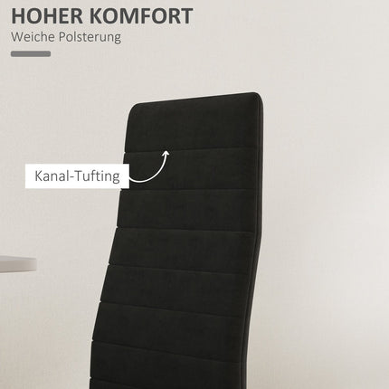 Lot de 4 chaises de salle à manger, revêtement en velours, noir