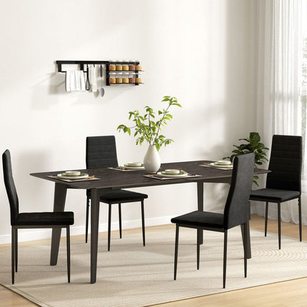 Lot de 4 chaises de salle à manger, revêtement en velours, noir