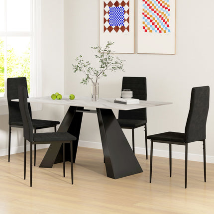 Lot de 4 chaises de salle à manger, revêtement en velours, noir