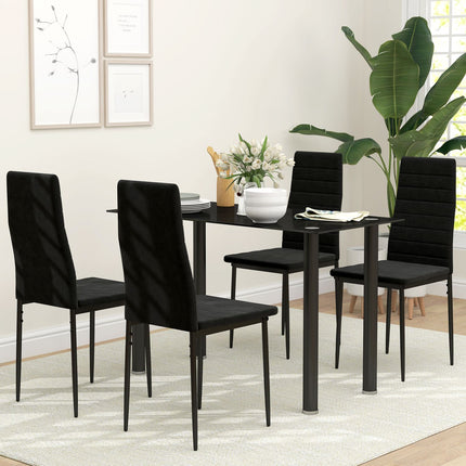 Lot de 4 chaises de salle à manger, revêtement en velours, noir