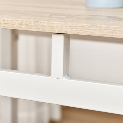 5-teiliges Esszimmertisch-Set, Holzfaser-MDF & Metall, Grau/Weiß