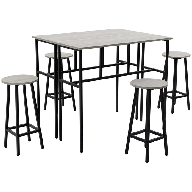 Industrielles 6-teiliges Esszimmer-Set mit Bartisch und Stühlen