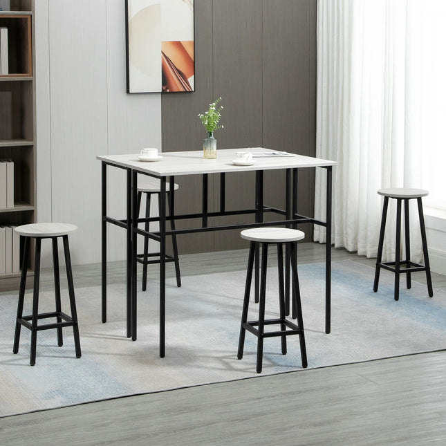 Industrielles 6-teiliges Esszimmer-Set mit Bartisch und Stühlen