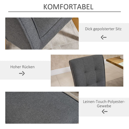 Esszimmerstühle, graues Leinen, Schaumstoffpolsterung, Holz
