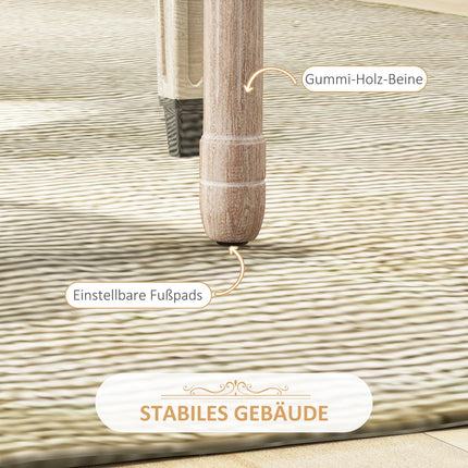 Esszimmerstühle, 2er-Set, Leinen & Rattan, cremeweiß