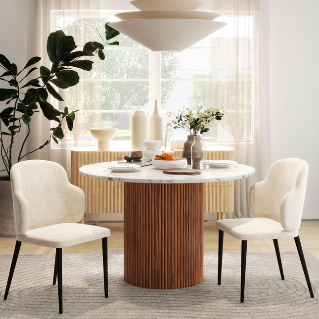 Samt beige Esszimmerstühle, 2er-Set, bequem gepolstert