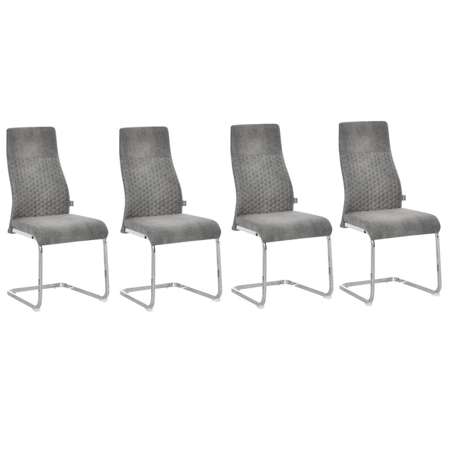 Samt Esszimmerstühle 4er Set, Stahlrahmen, Grau