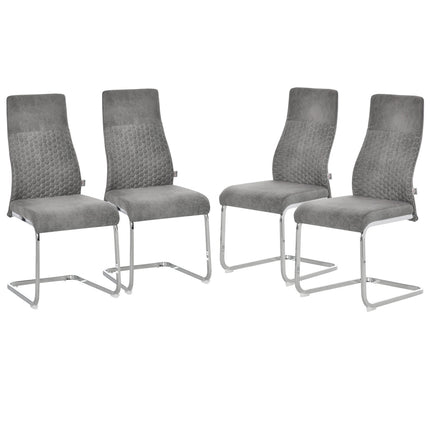 Samt Esszimmerstühle 4er Set, Stahlrahmen, Grau