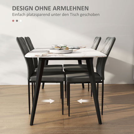 4er-Set dunkelgraue Esszimmerstühle in Samtoptik mit Rückenlehne