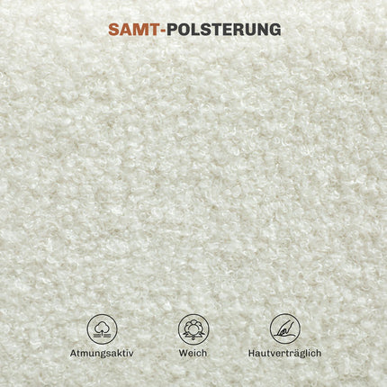 4er Set Esszimmerstühle in weißer Samtoptik mit Rückenlehne