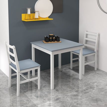 Compact dining set in 3 parts, grey/white pine