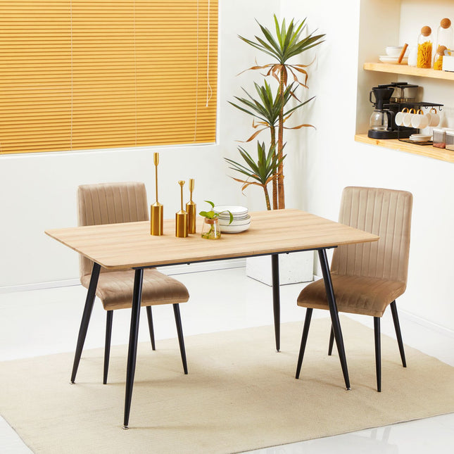 Moderner Esstisch für 4 Personen, schwarze Holzoptik, Stahlbeine