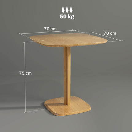 Esstisch, Kautschukholz, 70x70 cm, abgerundete Ecken