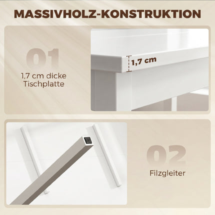 Esszimmergruppe, 5-teilig, Kiefer massiv, Weiß, 4 Sitzplätze
