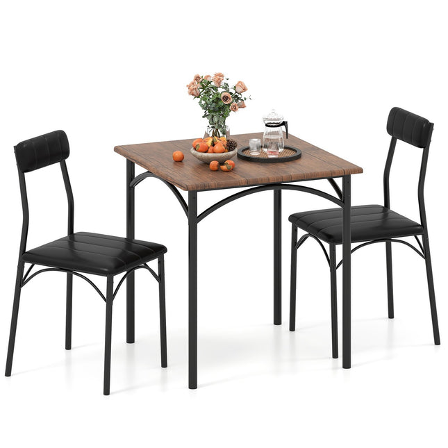 Ensemble table à manger pour 2 personnes avec chaises rembourrées, design compact