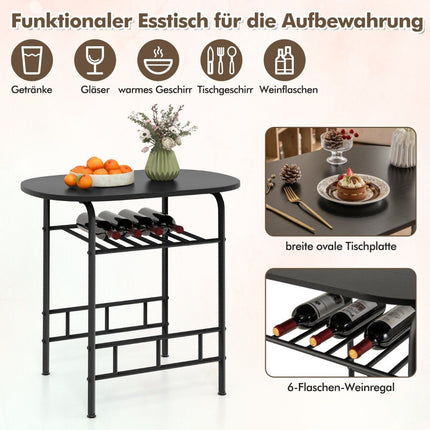 Ensemble table à manger avec 2 chaises, gain de place, noir