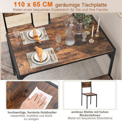 Ensemble de salle à manger avec rangement - Table, 2 chaises, banc