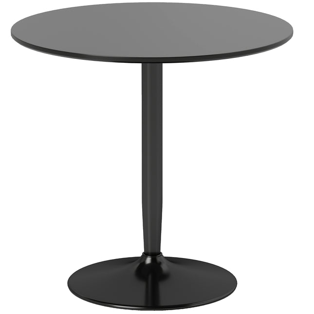 Table à manger ronde pour 2 personnes, 80 cm, MDF et acier, noire