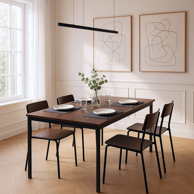 Table à manger pour 4 personnes, 110 x 60 cm, plateau effet chêne
