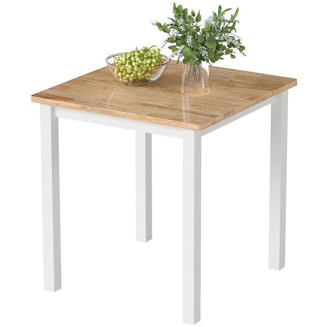 Table à manger pour 4 personnes, bois d'hévéa, finition chêne