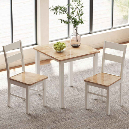 Table à manger pour 4 personnes, bois d'hévéa, finition chêne