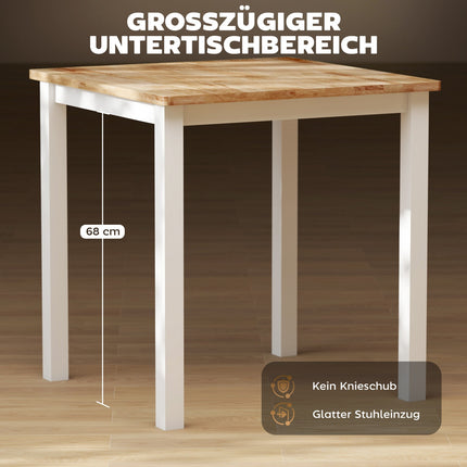 Table à manger pour 4 personnes, bois d'hévéa, finition chêne
