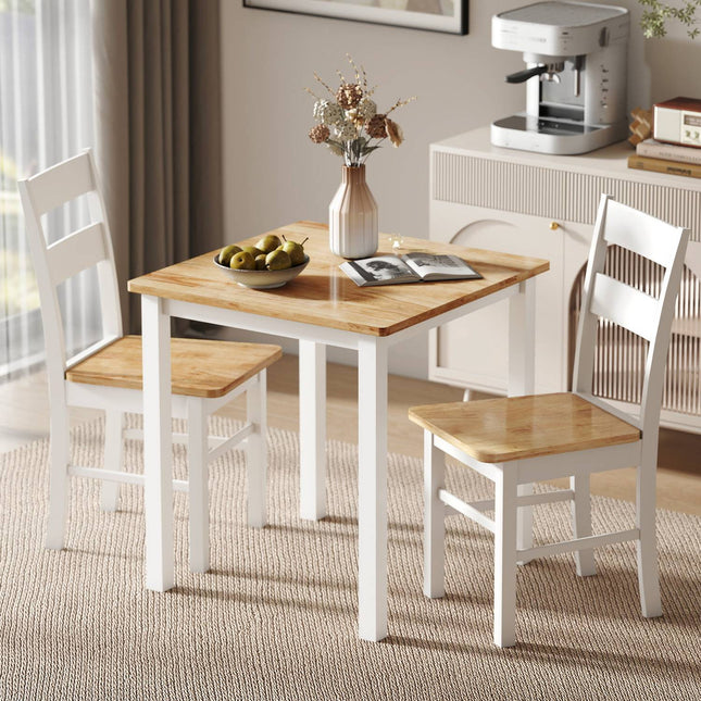 Table à manger pour 4 personnes, bois d'hévéa, finition chêne