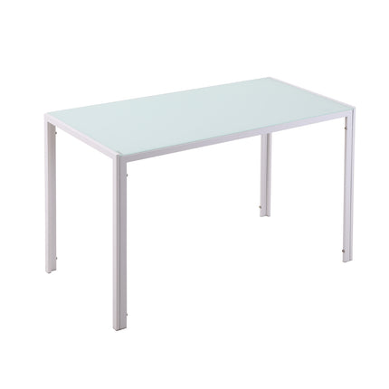 Table à manger pour 4 personnes, plateau en verre trempé, pieds en métal