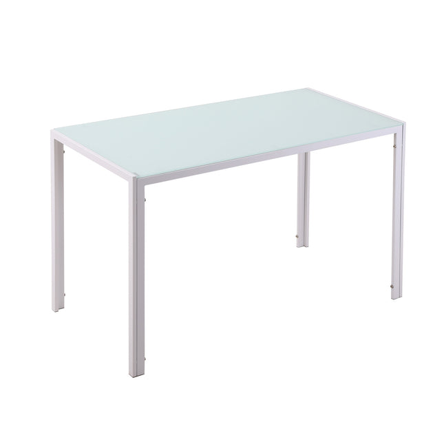 Table à manger pour 4 personnes, plateau en verre trempé, pieds en métal