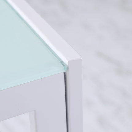 Table à manger pour 4 personnes, plateau en verre trempé, pieds en métal