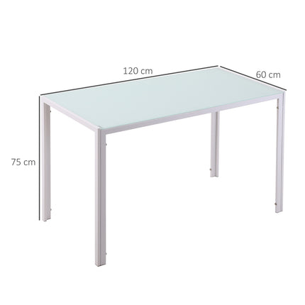 Table à manger pour 4 personnes, plateau en verre trempé, pieds en métal