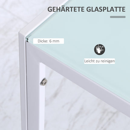 Table à manger pour 4 personnes, plateau en verre trempé, pieds en métal