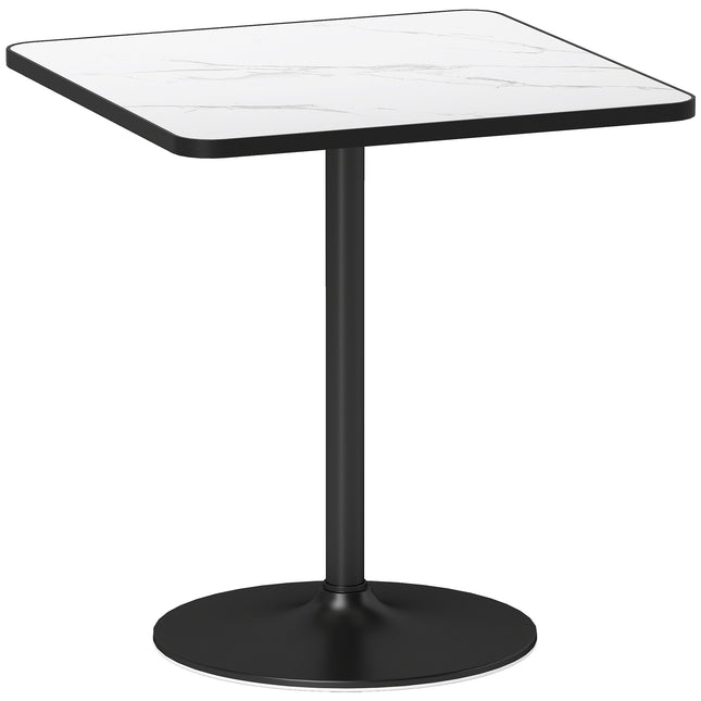 Table à manger pour 4 personnes, plateau en marbre blanc, piètement en métal