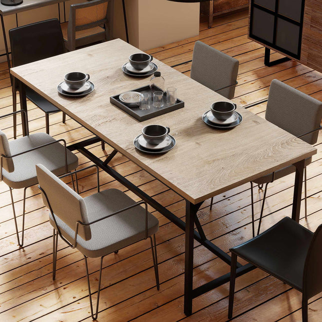 Table à manger pour 6 à 8 personnes, aspect bois, 180 x 80 x 75,5 cm